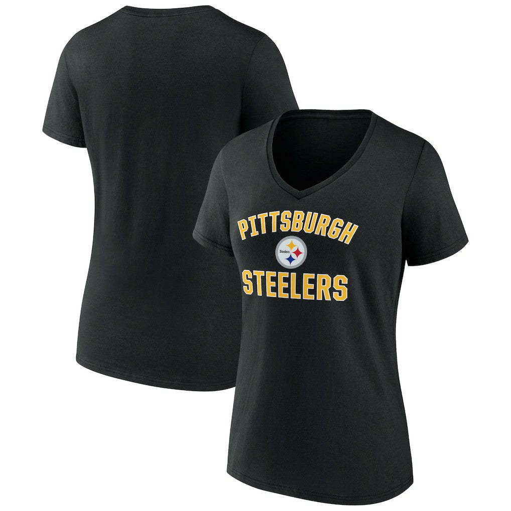 Pittsburgh Steelers Women's Victory Arch Team V-Neck T-Shirt - Black sale
