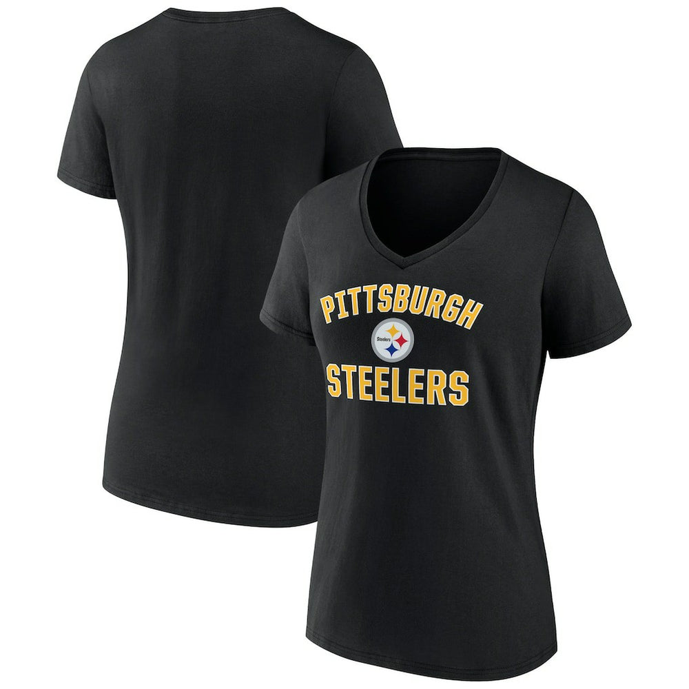 Pittsburgh Steelers Women's Victory Arch Team V-Neck T-Shirt - Black sale