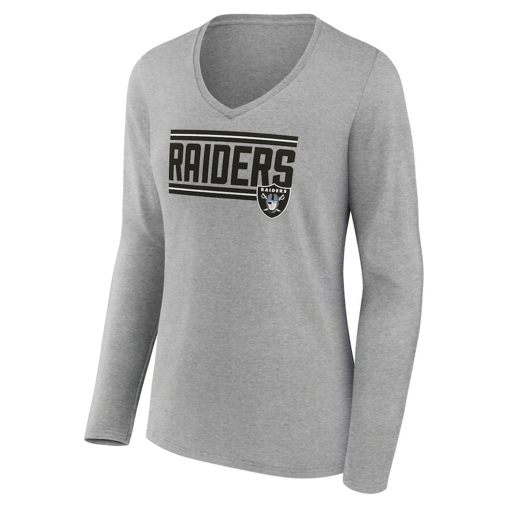 Las Vegas Raiders Women's On Side Stripe Long Sleeve V-Neck T-Shirt - Gray outlet