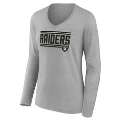 Las Vegas Raiders Women's On Side Stripe Long Sleeve V-Neck T-Shirt - Gray outlet