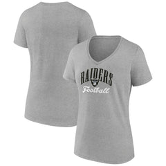 Las Vegas Raiders Women's Victory Script V-Neck T-Shirt - Heather Gray for sale