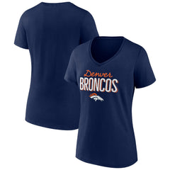 Denver Broncos Women's Nostalgia V-Neck T-Shirt - Navy sale