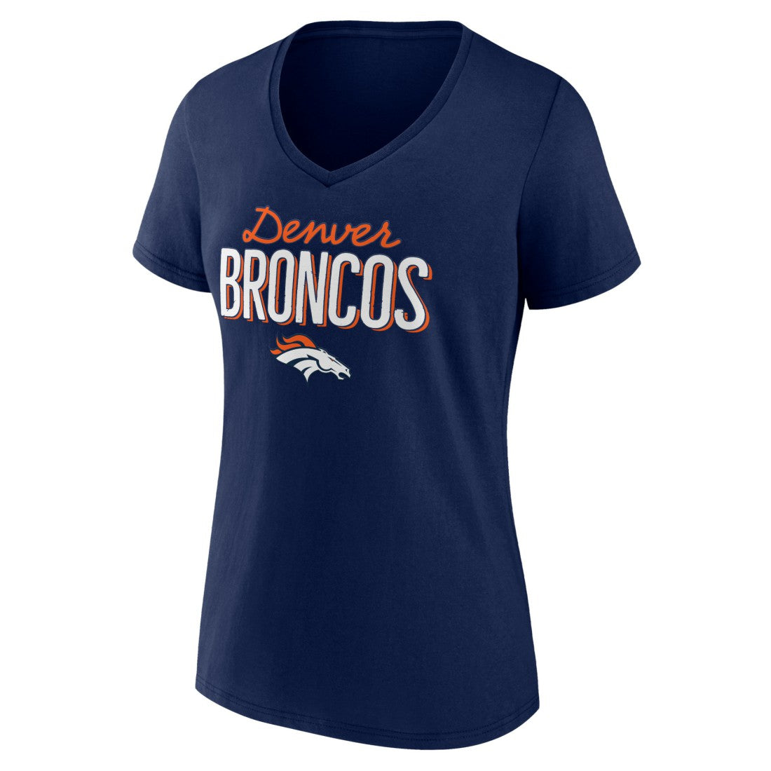 Denver Broncos Women's Nostalgia V-Neck T-Shirt - Navy sale