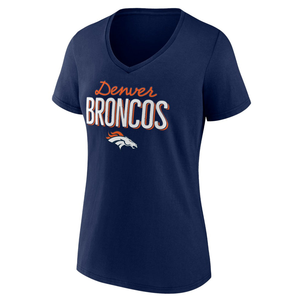 Denver Broncos Women's Nostalgia V-Neck T-Shirt - Navy sale