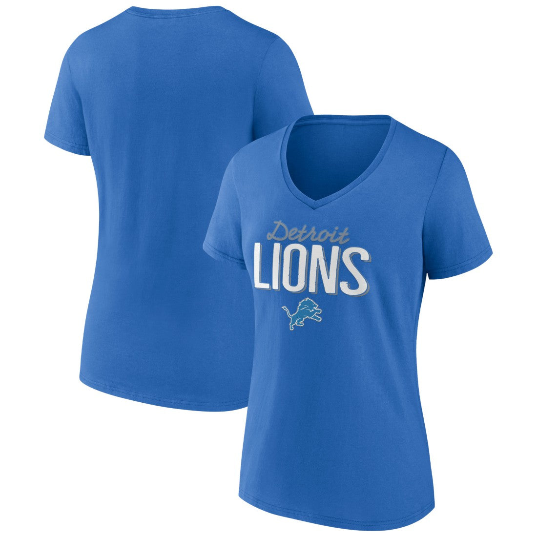 Detroit Lions Women's Nostalgia V-Neck T-Shirt - Blue on sale