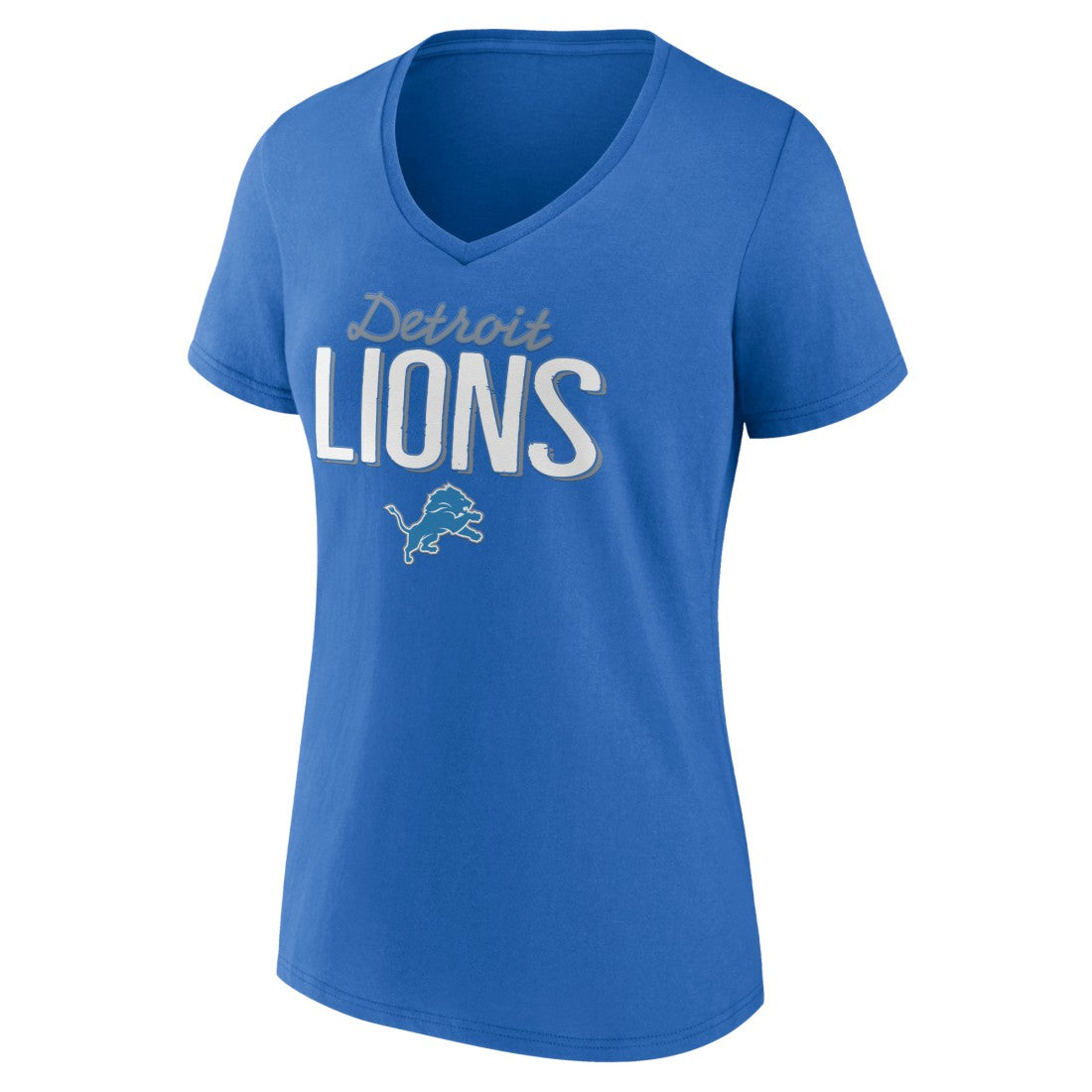 Detroit Lions Women's Nostalgia V-Neck T-Shirt - Blue on sale