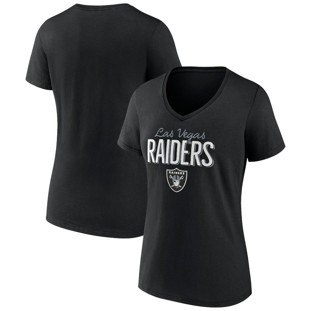 Las Vegas Raiders Women's Nostalgia V-Neck T-Shirt - Black outlet
