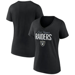 Las Vegas Raiders Women's Nostalgia V-Neck T-Shirt - Black outlet