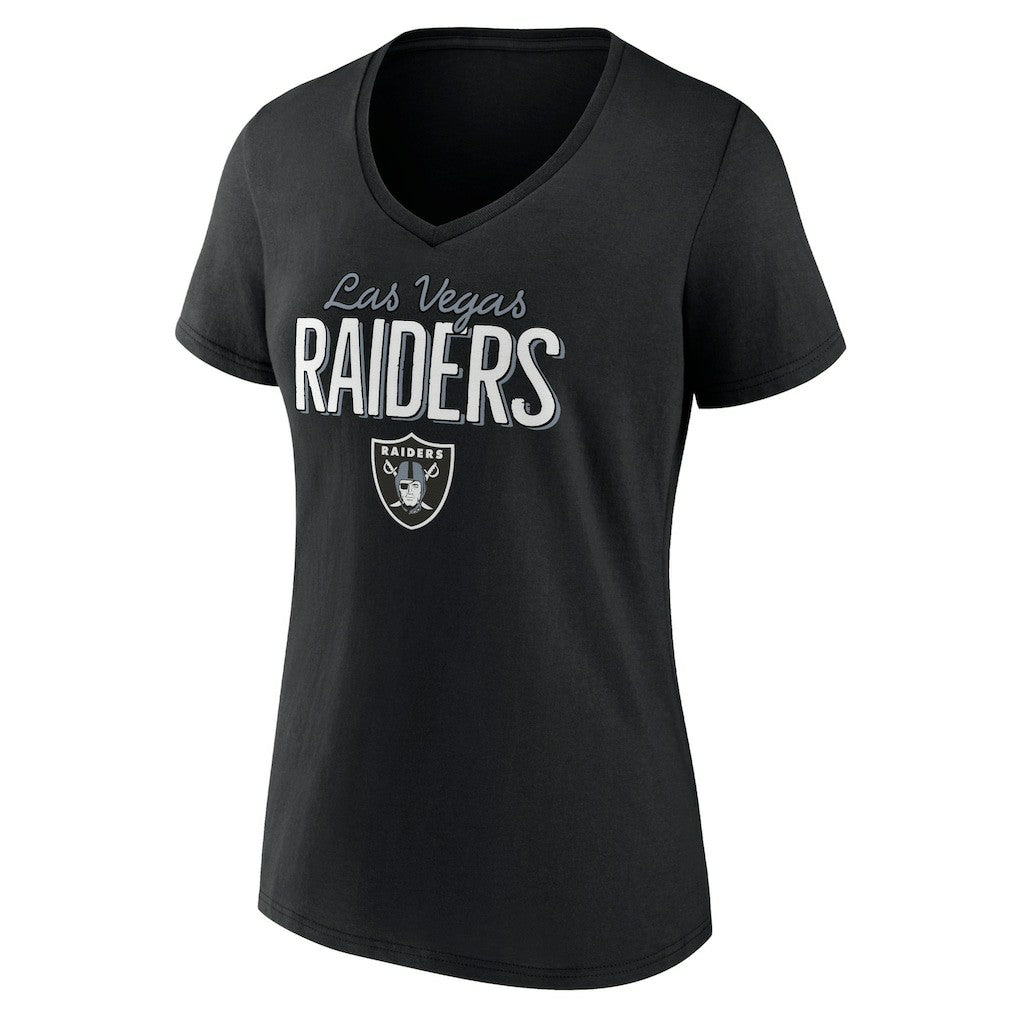Las Vegas Raiders Women's Nostalgia V-Neck T-Shirt - Black outlet