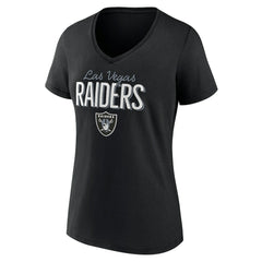 Las Vegas Raiders Women's Nostalgia V-Neck T-Shirt - Black outlet