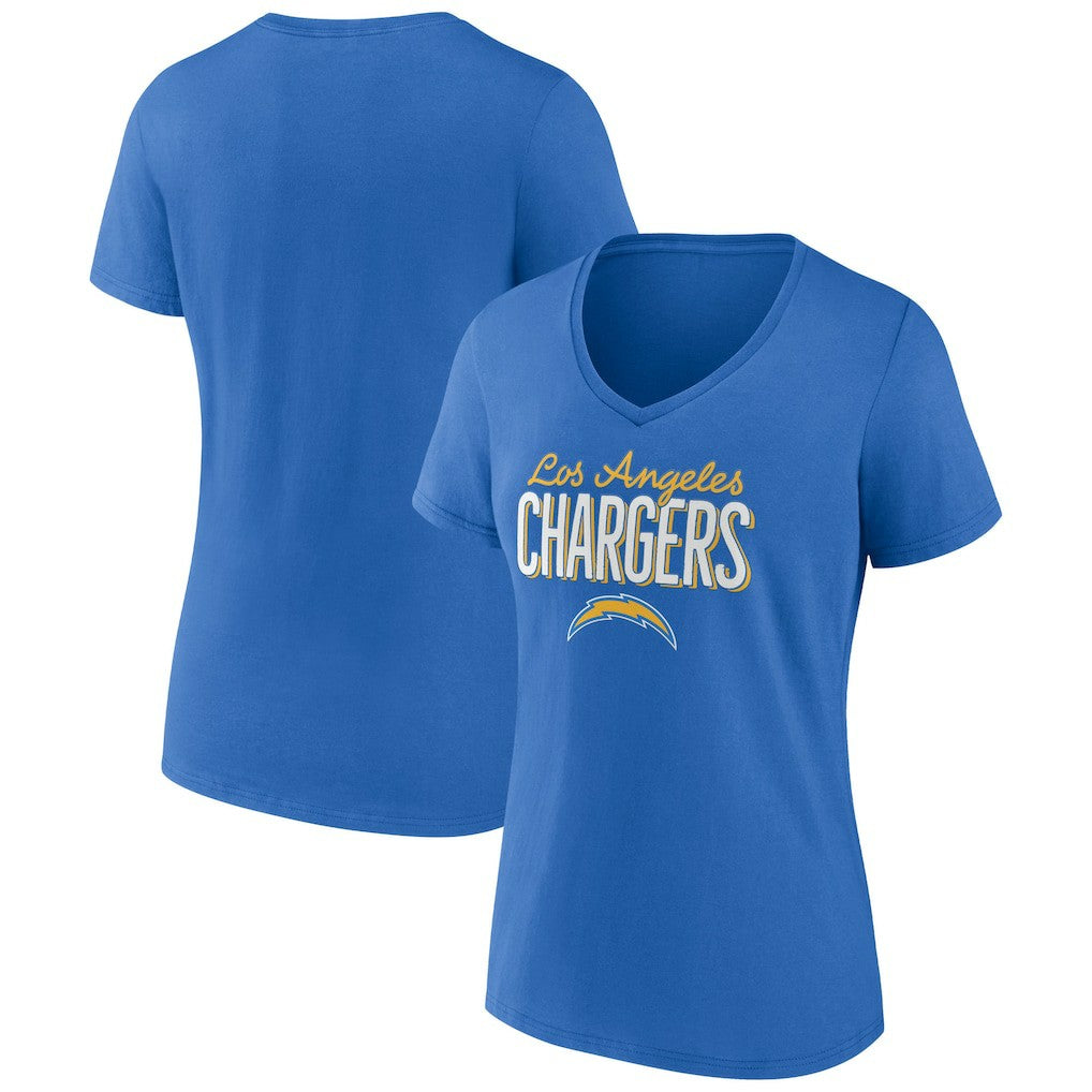 Los Angeles Chargers Women's Nostalgia V-Neck T-Shirt - Powder Blue sale