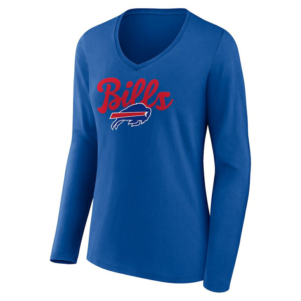 Buffalo Bills Women's Freehand Team Long Sleeve V-Neck T-Shirt - Royal outlet