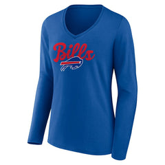 Buffalo Bills Women's Freehand Team Long Sleeve V-Neck T-Shirt - Royal outlet