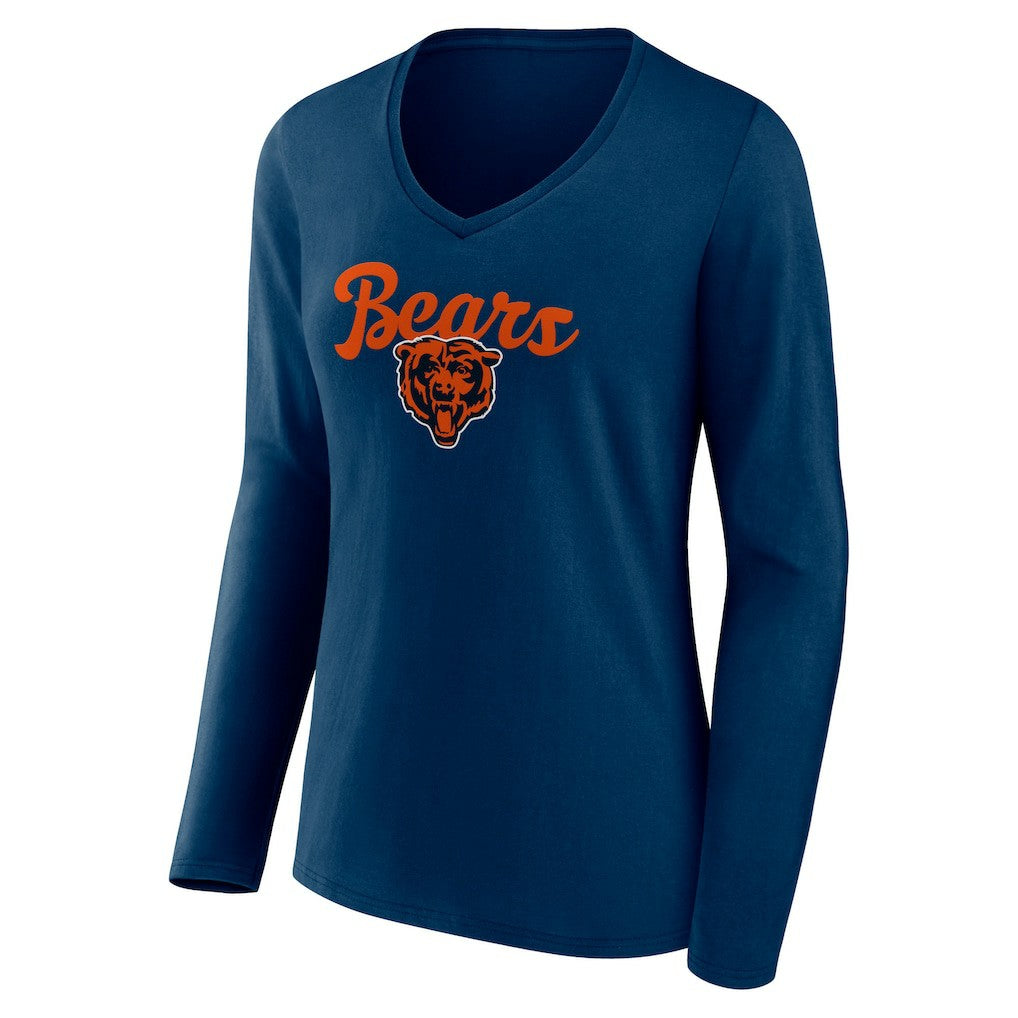 Chicago Bears Women's Freehand Team Long Sleeve V-Neck T-Shirt - Navy online