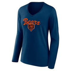 Chicago Bears Women's Freehand Team Long Sleeve V-Neck T-Shirt - Navy online