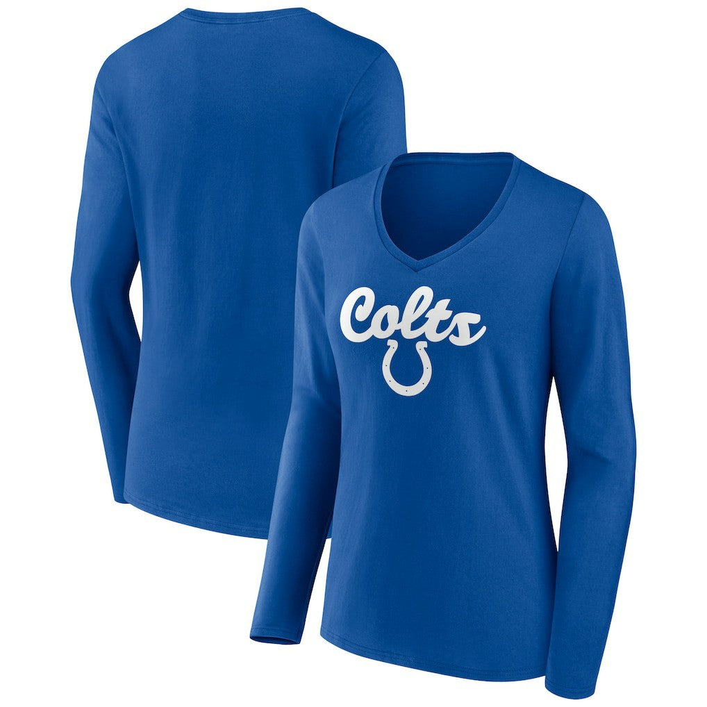 Indianapolis Colts Women's Freehand Team Long Sleeve V-Neck T-Shirt - Royal on sale