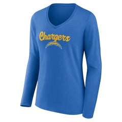 Los Angeles Chargers Women's Freehand Team Long Sleeve V-Neck T-Shirt - Powder Blue online