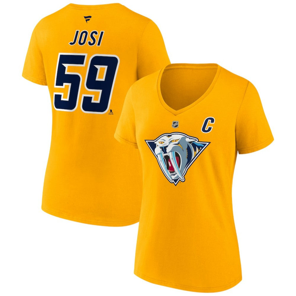 Roman Josi Nashville Predators Fanatics Women's Special Edition 2.0 Name & Number V-Neck T-Shirt Yellow