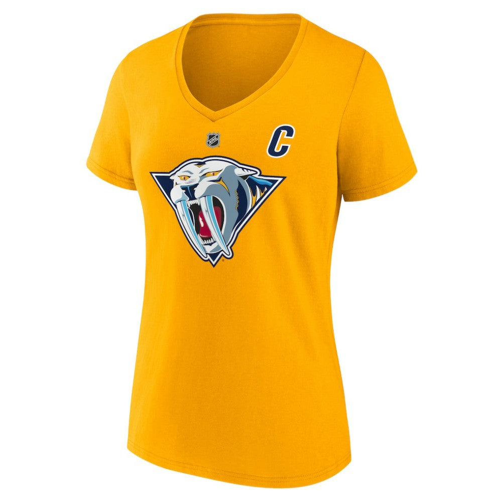 Roman Josi Nashville Predators Fanatics Women's Special Edition 2.0 Name & Number V-Neck T-Shirt Yellow