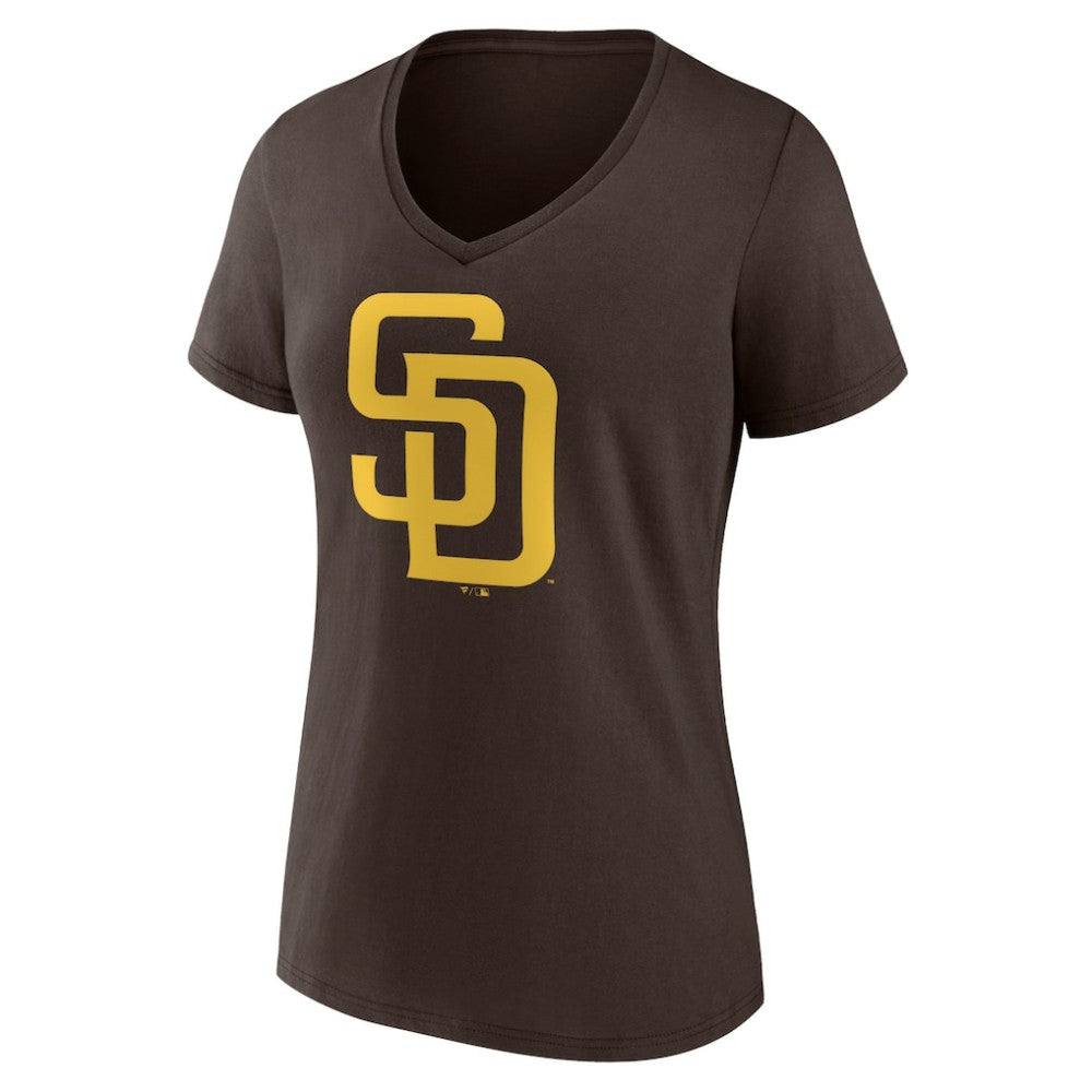 San Diego Padres Women's Official Logo V-Neck T-Shirt - Brown