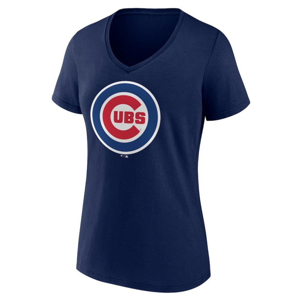 Chicago Cubs Women's Official Logo V-Neck T-Shirt - Navy