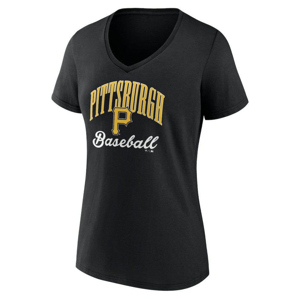 Pittsburgh Pirates Women's Victory Script Team V-Neck T-Shirt - Black