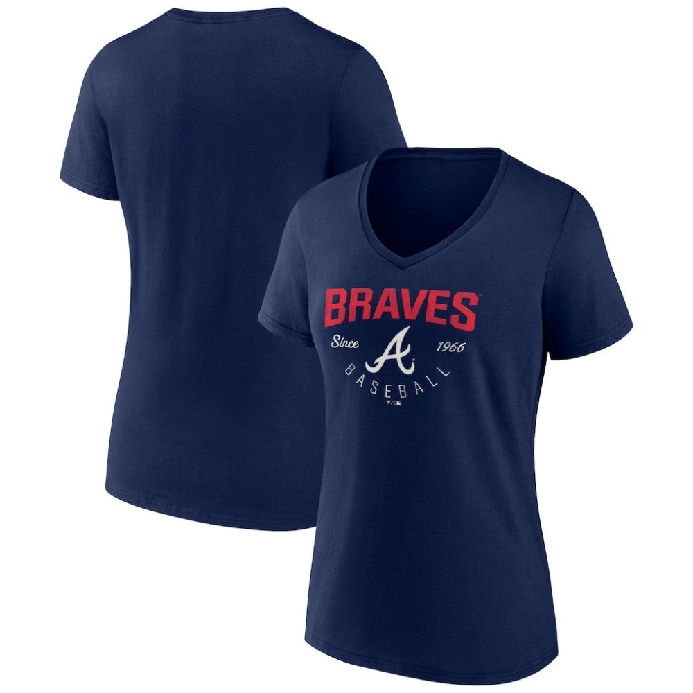 Atlanta Braves Women's Live For It Team V-Neck T-Shirt - Navy