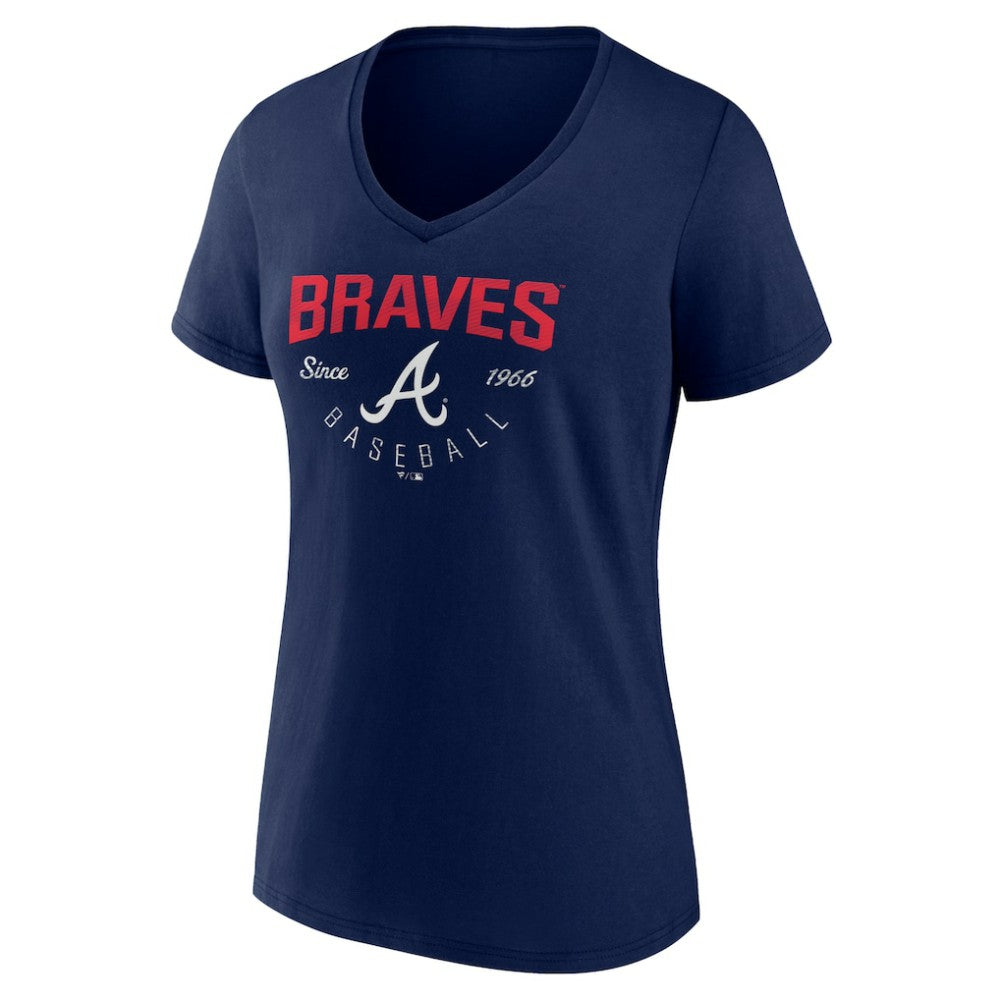 Atlanta Braves Women's Live For It Team V-Neck T-Shirt - Navy
