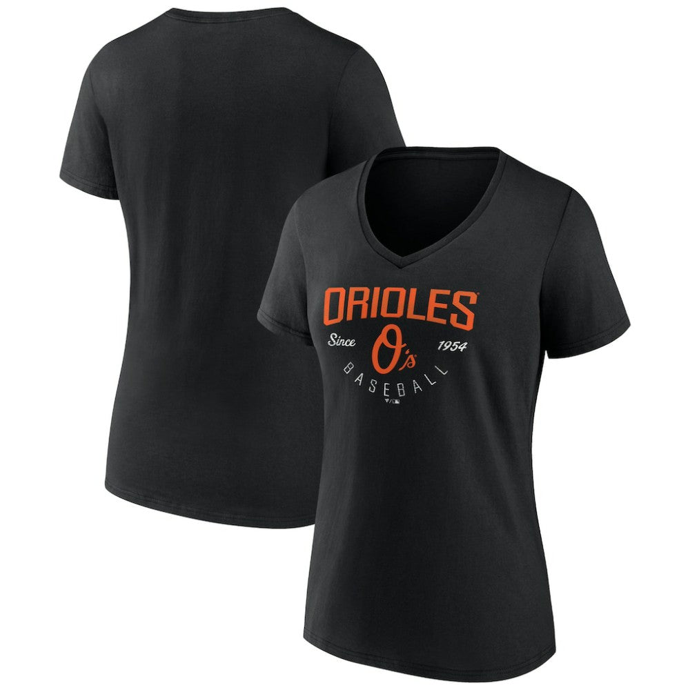 Baltimore Orioles Women's Live For It Team V-Neck T-Shirt - Black