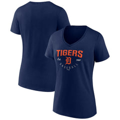 Detroit Tigers Women's Live For It Team V-Neck T-Shirt - Navy