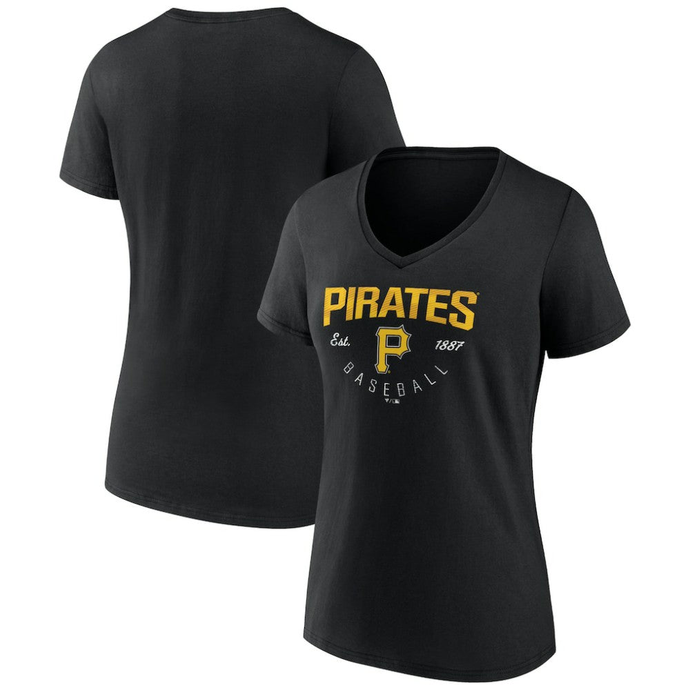 Pittsburgh Pirates Women's Live For It Team V-Neck T-Shirt - Black