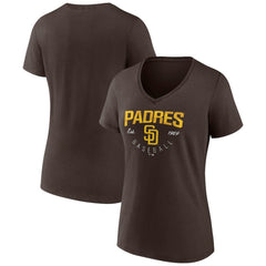 San Diego Padres Women's Live For It Team V-Neck T-Shirt - Brown