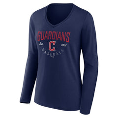 Cleveland Guardians Women's Live For It Long Sleeve Long Sleeve V-Neck T-Shirt - Navy