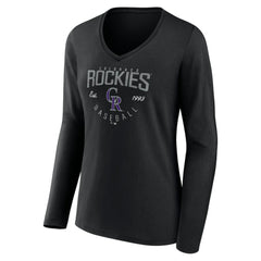 Colorado Rockies Women's Live For It Long Sleeve Long Sleeve V-Neck T-Shirt - Black