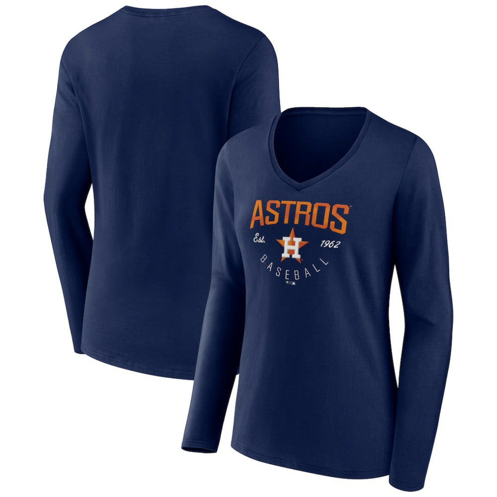 Houston Astros Women's Live For It Long Sleeve Long Sleeve V-Neck T-Shirt - Navy