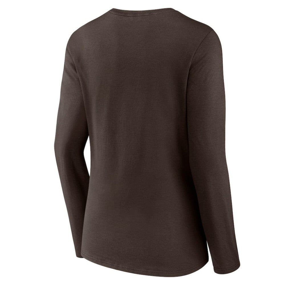 San Diego Padres Women's Live For It Long Sleeve Long Sleeve V-Neck T-Shirt - Brown