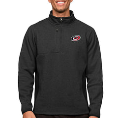 Carolina Hurricanes Antigua Course Quarter-Zip Pullover Top Heather Black