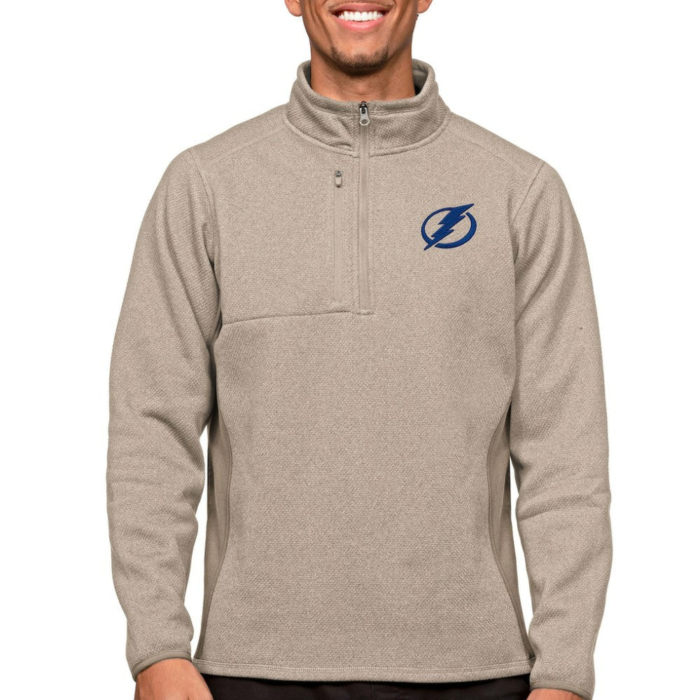 Tampa Bay Lightning Antigua Course Quarter-Zip Pullover Top Oatmeal