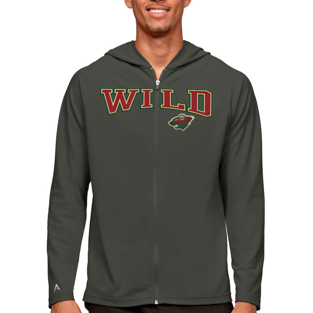 Minnesota Wild Antigua Legacy Full-Zip Hoodie Charcoal