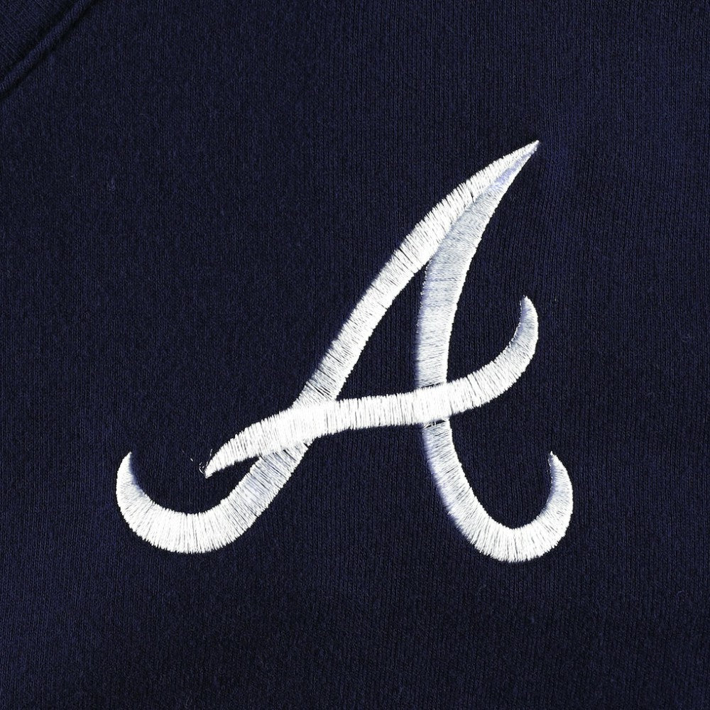 Atlanta Braves DKNY Sport Women's Lily V-Neck Pullover Sweatshirt - Navy