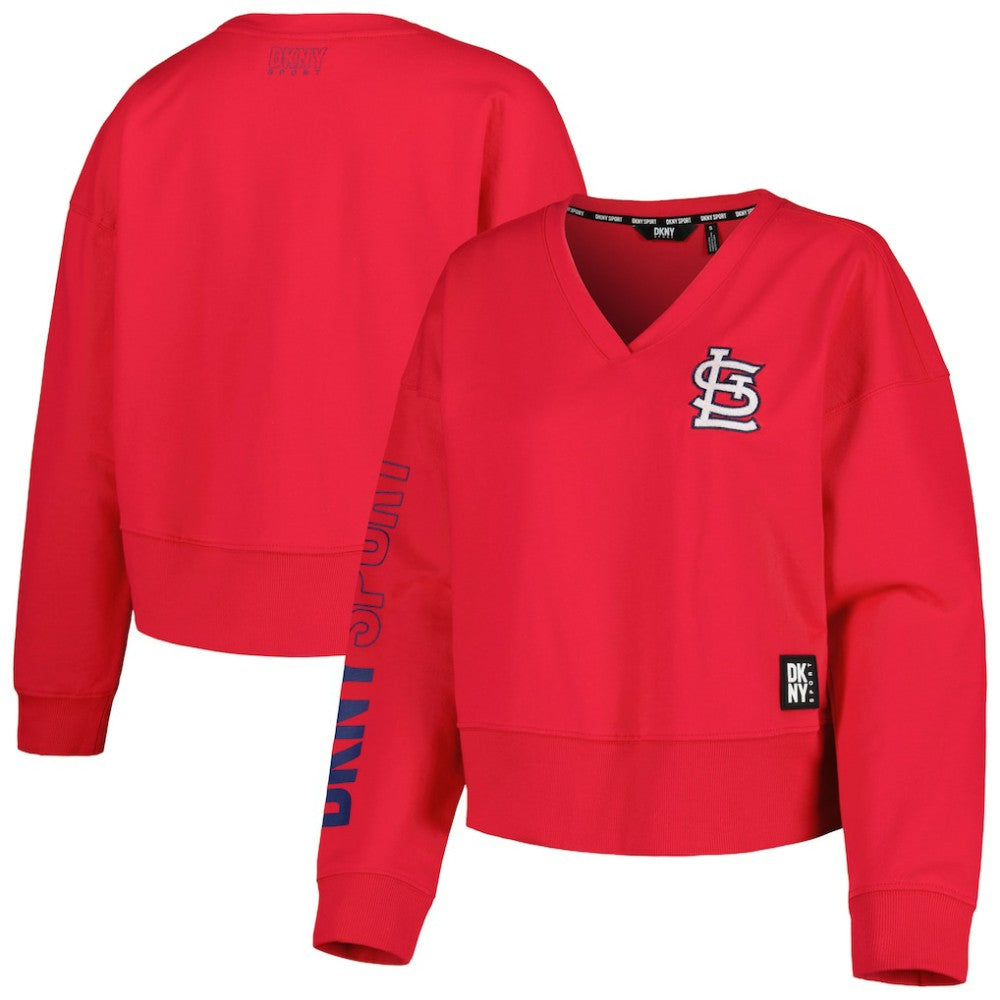 St. Louis Cardinals DKNY Sport Women's Lily V-Neck Pullover Sweatshirt - Red