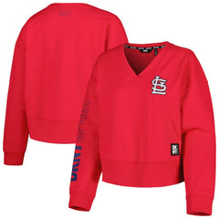 St. Louis Cardinals DKNY Sport Women's Lily V-Neck Pullover Sweatshirt - Red