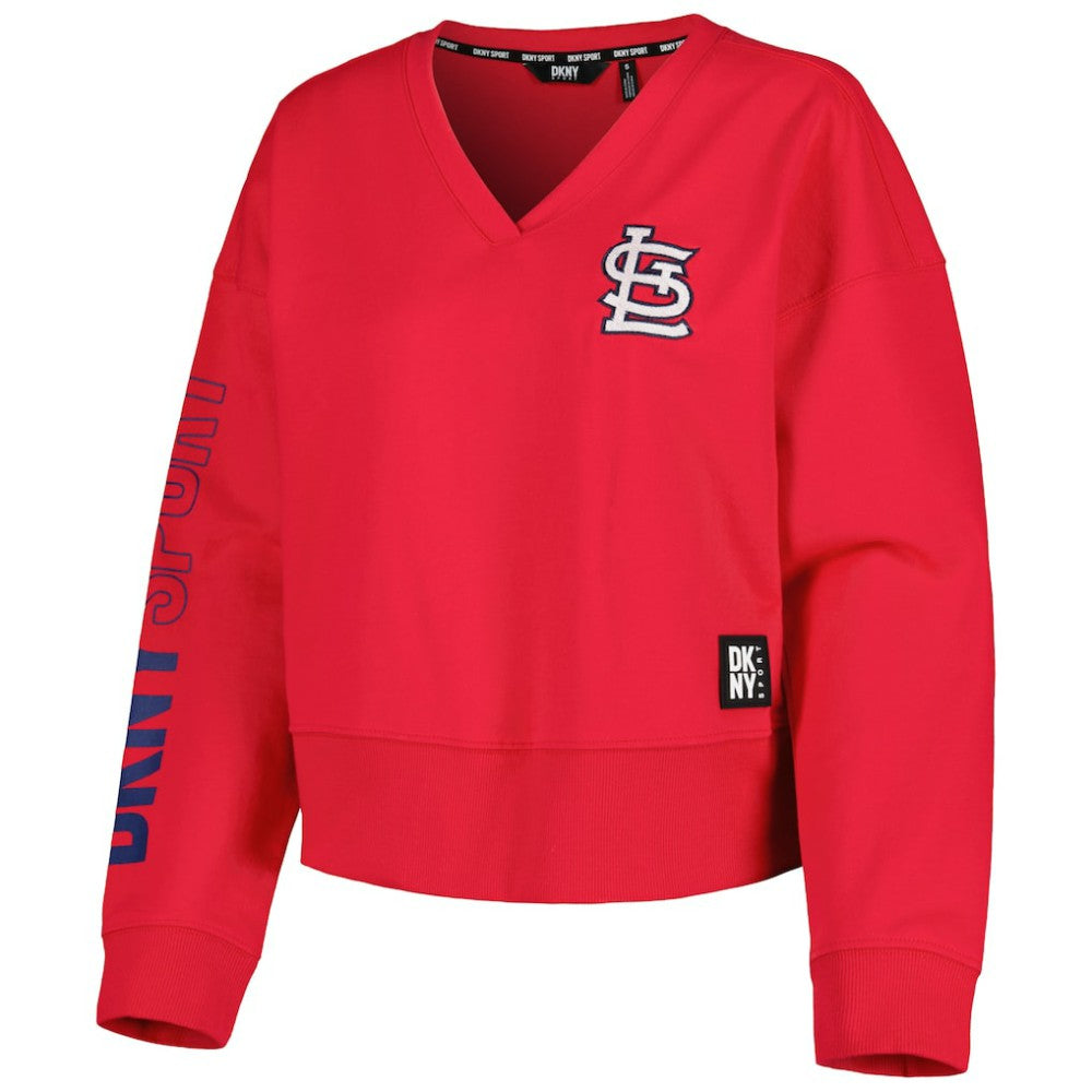 St. Louis Cardinals DKNY Sport Women's Lily V-Neck Pullover Sweatshirt - Red