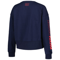 Cleveland Guardians DKNY Sport Women's Lily V-Neck Pullover Sweatshirt - Navy