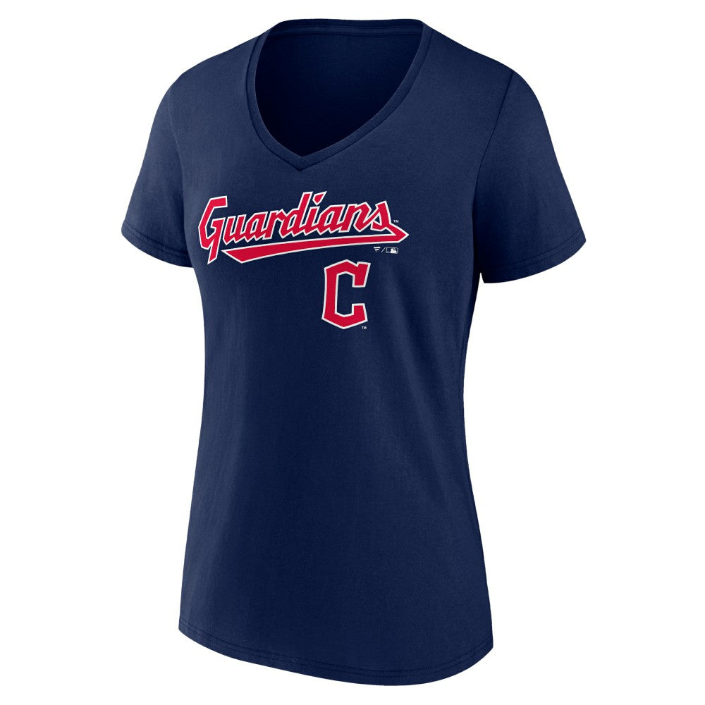 Cleveland Guardians Women's Lockup V-Neck T-Shirt - Navy