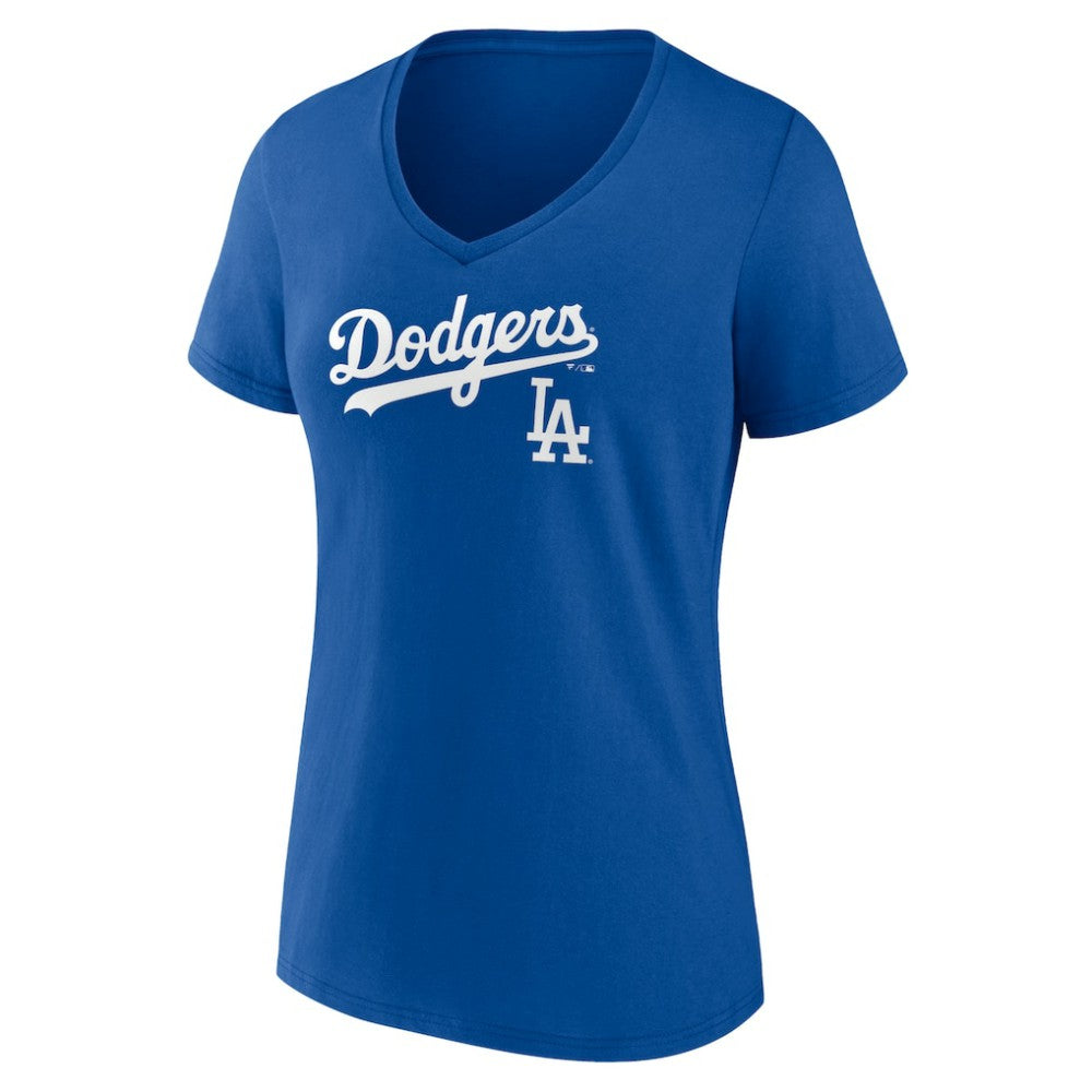 Los Angeles Dodgers Women's Lockup V-Neck T-Shirt - Royal