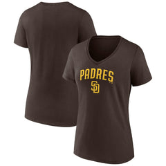 San Diego Padres Women's Lockup V-Neck T-Shirt - Brown