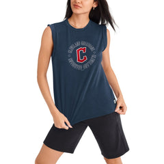 Cleveland Guardians DKNY Sport Women's Madison Tri-Blend Tank Top - Navy