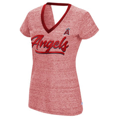 Los Angeles Angels Touch Women's Halftime Back Wrap Top V-Neck T-Shirt - Red