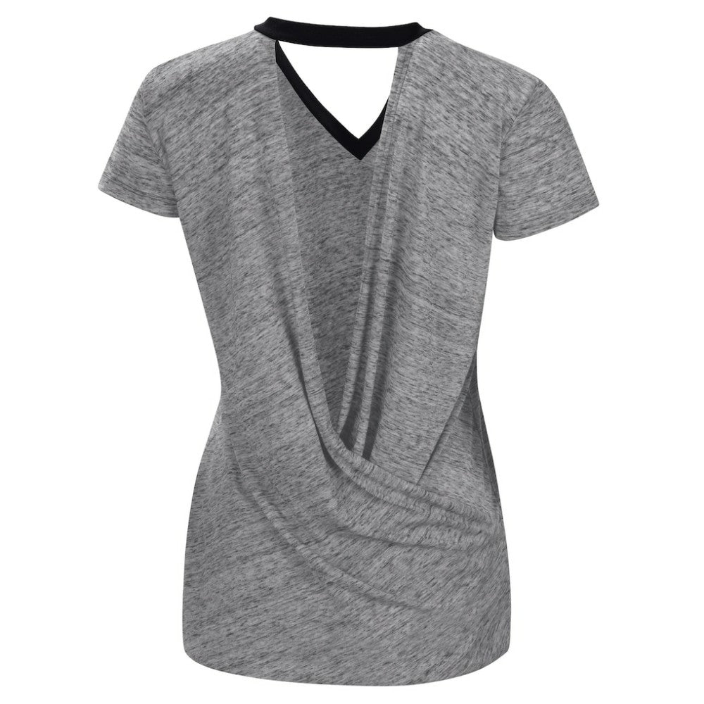 Colorado Rockies Touch Women's Halftime Back Wrap Top V-Neck T-Shirt - Black